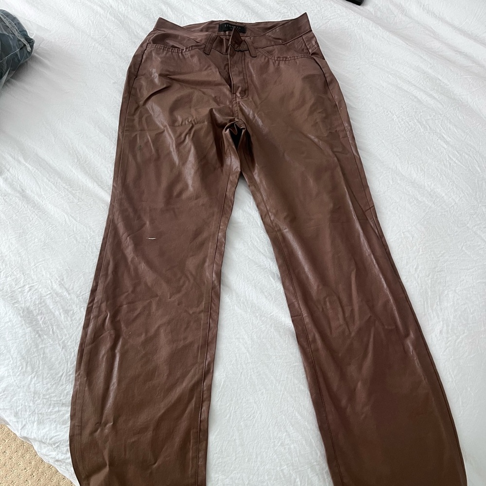 Leather brown pants
